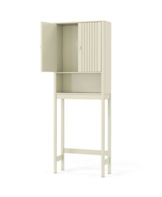 Over The bath fixture Storage Cabinet with Fluted Doors Space Saving Organizer