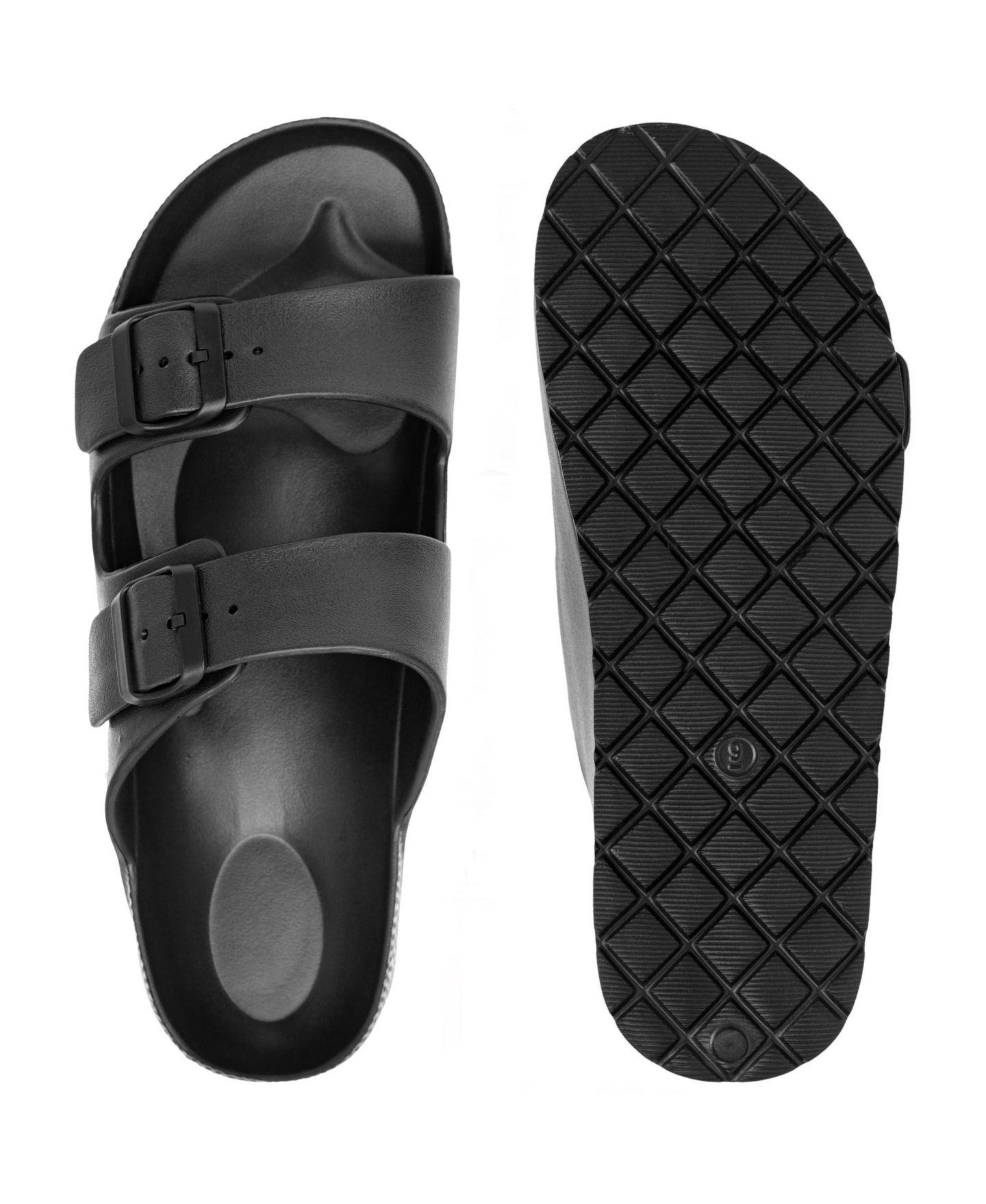Мужские сандалии Alpine Swiss Double Strap EVA Slide Sandals Sole Flat Casual Comfort, цвет: Чёрный — фото 9