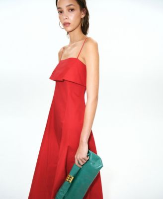 MANGO starring Hailey Bieber - Flared midi-dress red - 2