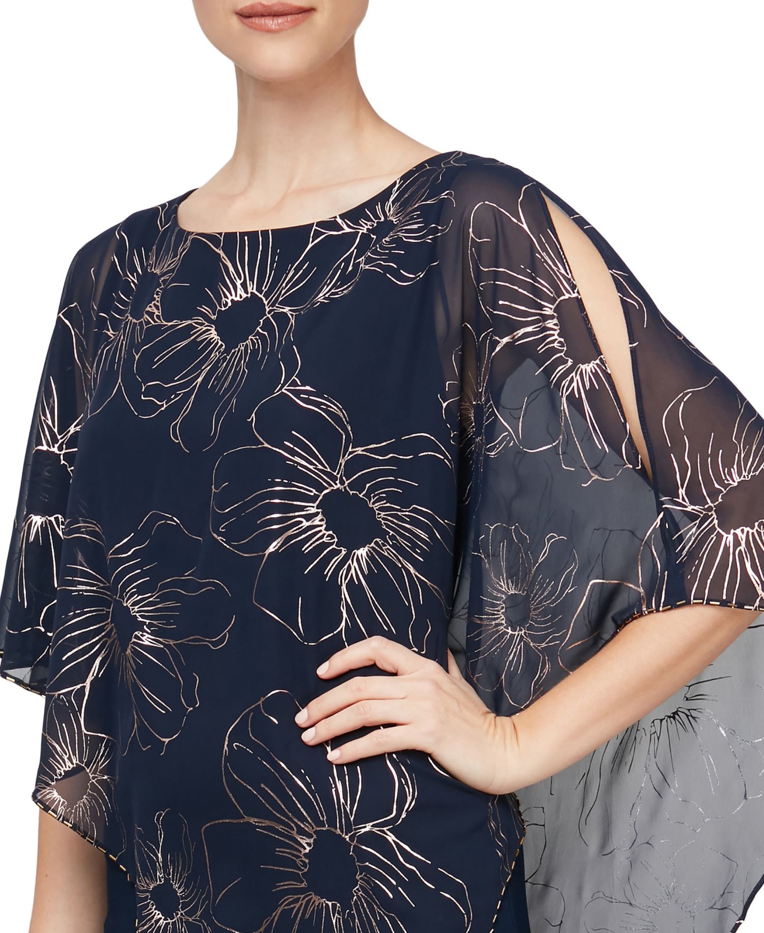 Women's Long Foil Overlay Dress