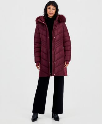Michael Kors Women's Hooded Faux-Fur Trim Puffer Coat
