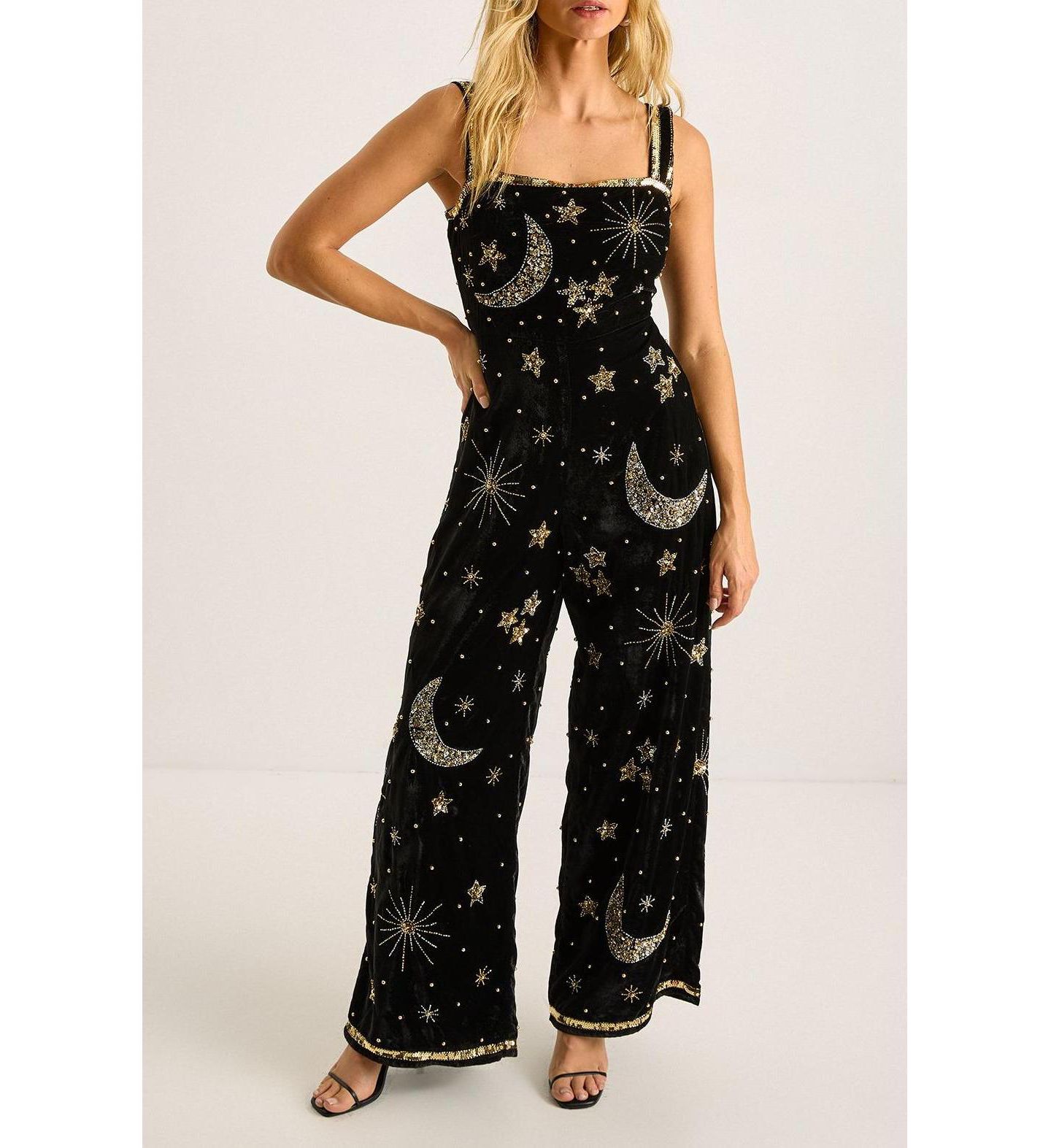 Женский комбинезон Nasty Gal Celestial Square Neck Jumpsuit, цвет: Чёрный — фото 6