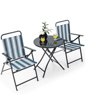 3 Pieces Outdoor Folding Chair Set Portable Folding Chair Set