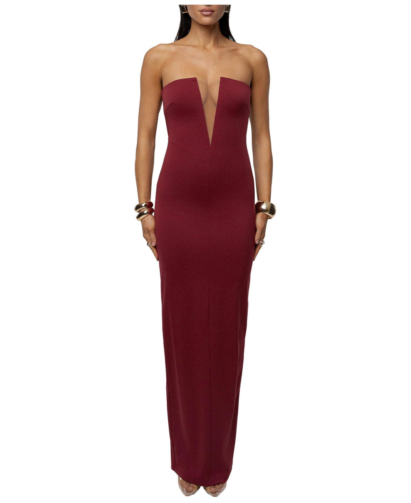 Женское платье JLUXLABEL Midnight Illusion Maxi Gown, цвет: Бордовый — фото 1