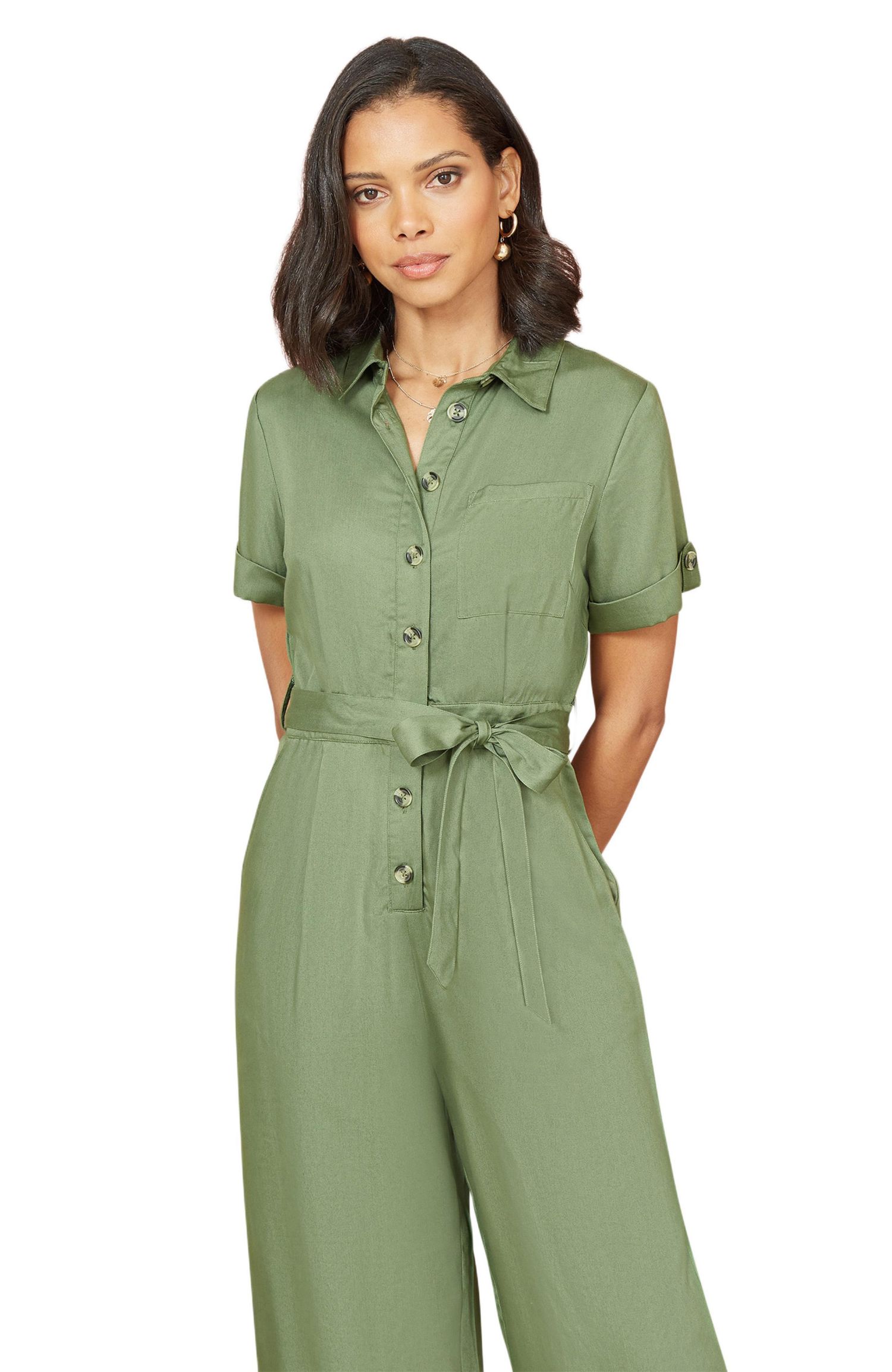 Women's Structured Belted Cropped Jumpsuit