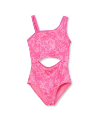 Girls Chlorine Resistant Asymmetrical One Piece Swimsuit