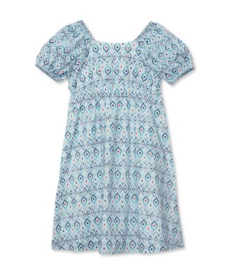 Lands End Girls Short Sleeve Bow Dress - Blue mountain ikat 44$