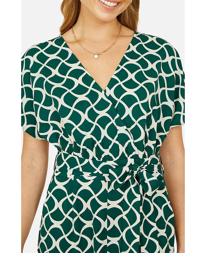 Women's Geometric Print Wrap Jumpsuit - thumbnail 8