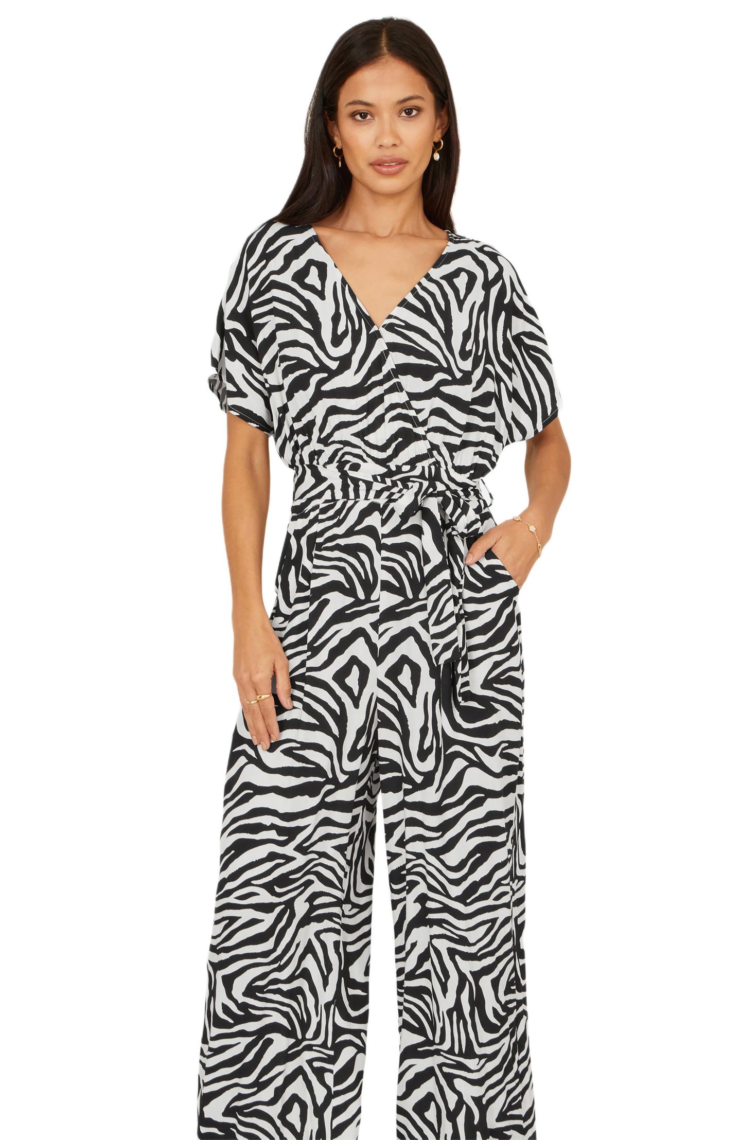 Женский комбинезон Yumi Zebra Print Relaxed Jumpsuit, цвет: Чёрный — фото 2