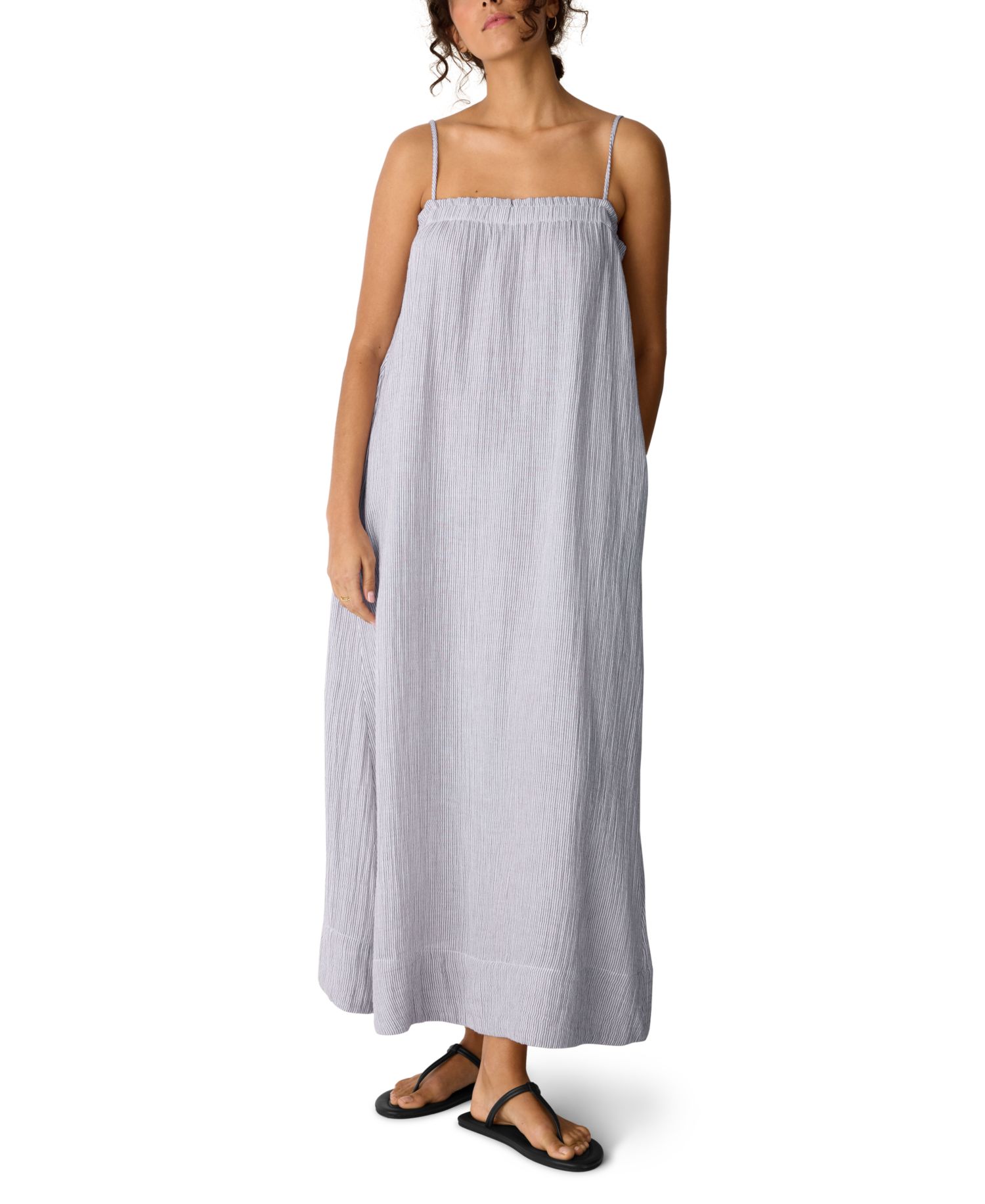 Women's Shirred Square Neck Maxi Dress, Regular And Plus