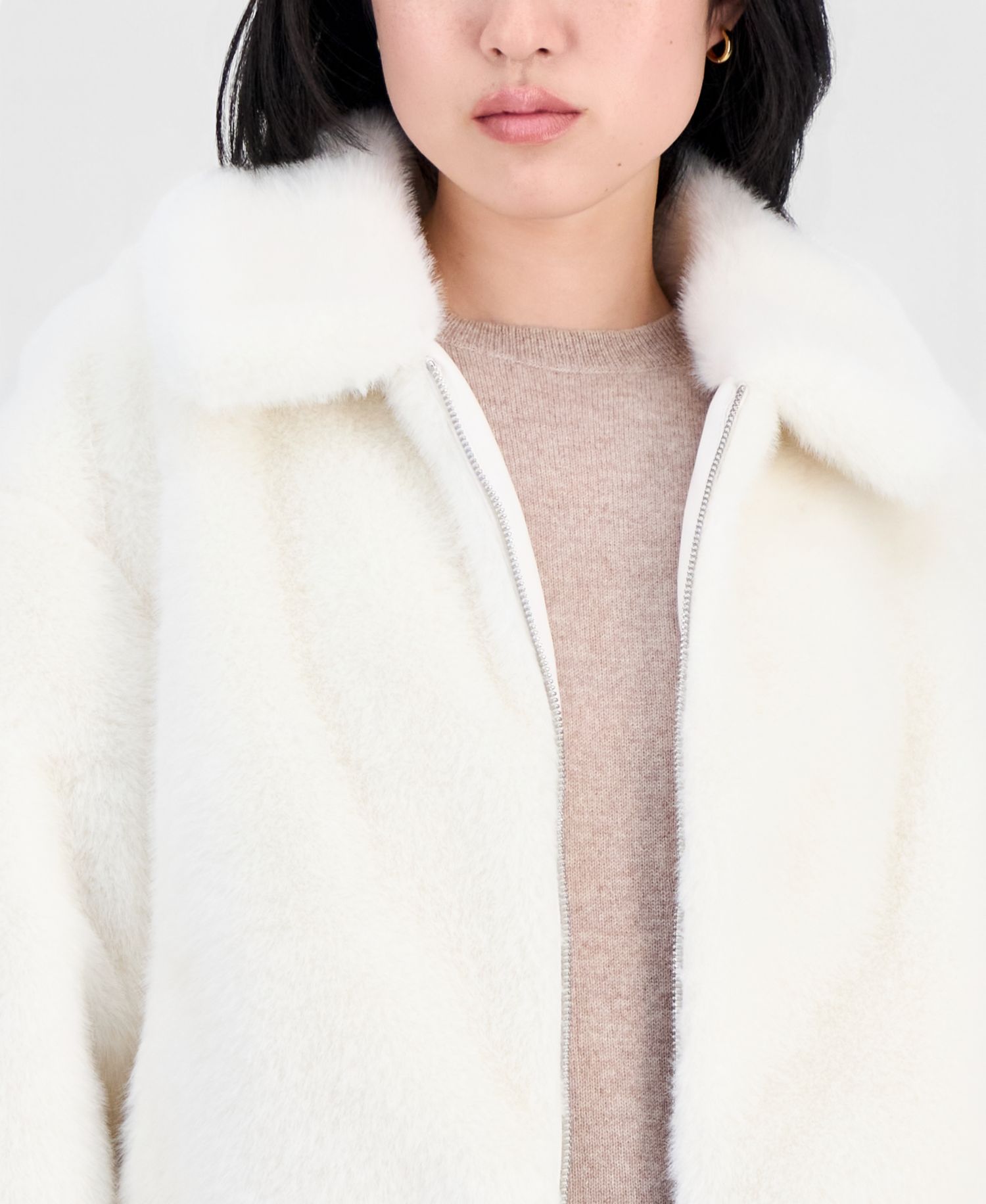 Women's Collared Faux-Fur Bomber Coat