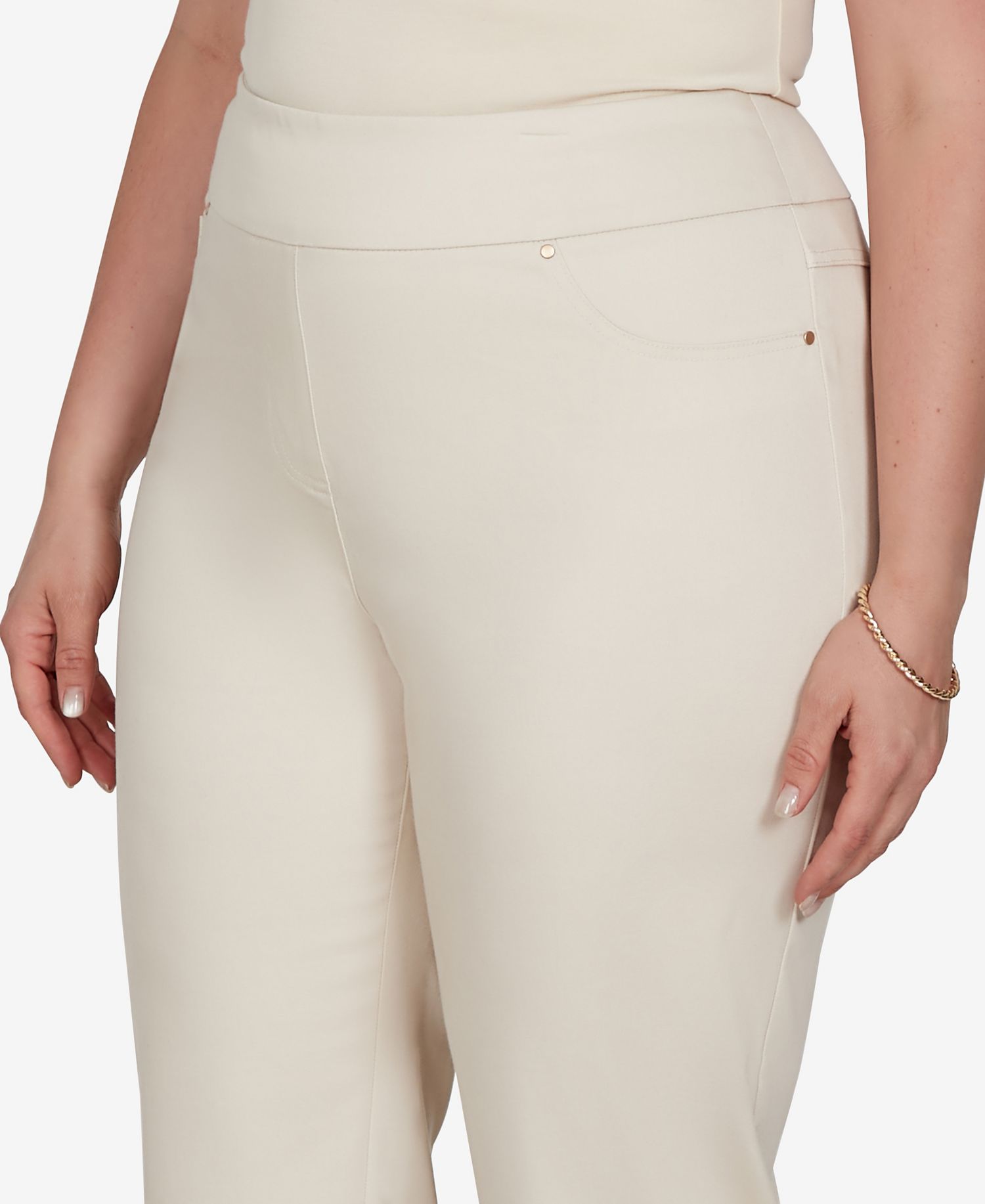 Plus Size Embroidered Cutout Denim Ankle Pants