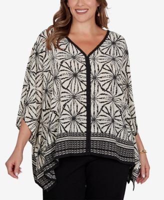 Plus Size Geo Border Print Crepe T-Shirt