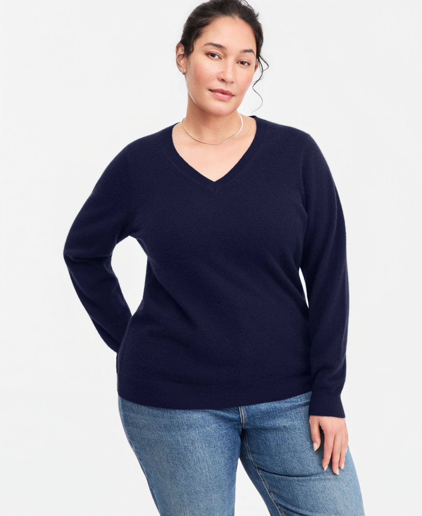 Женский свитер Charter Club 100% Cashmere V-Neck Long-Sleeve Sweater, цвет: Тёмно-синий — фото 2