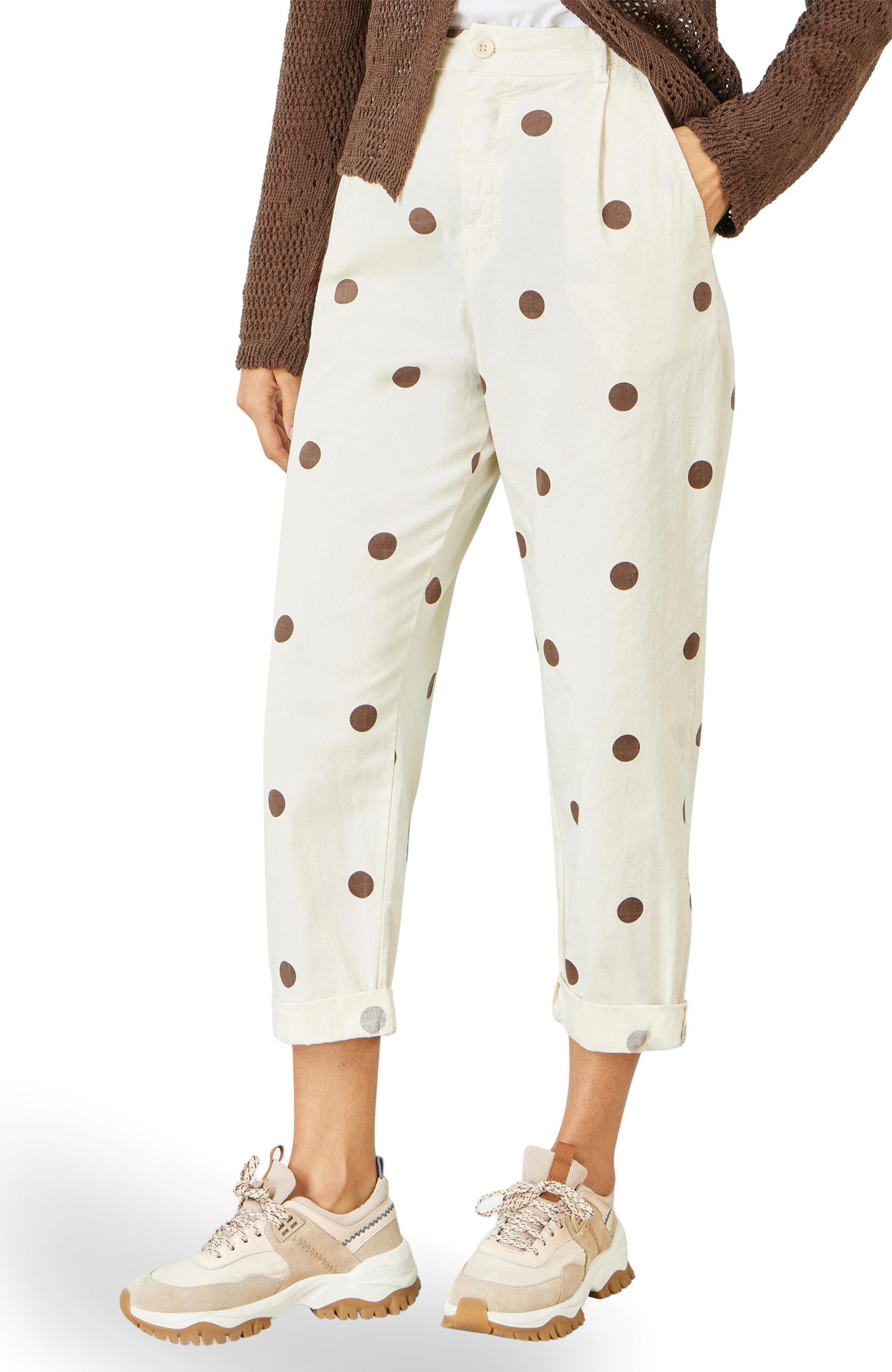 Women's Spot Print Cotton Canvas Chinos