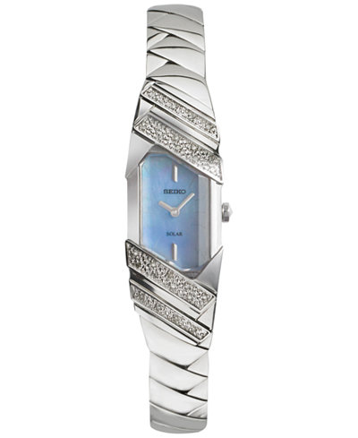 Seiko Women's Solar Tressia Diamond Accent Stainless Steel Bracelet Watch 16mm SUP331