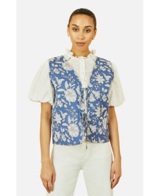 Women's Floral Reversible Quilted Vest Jacket