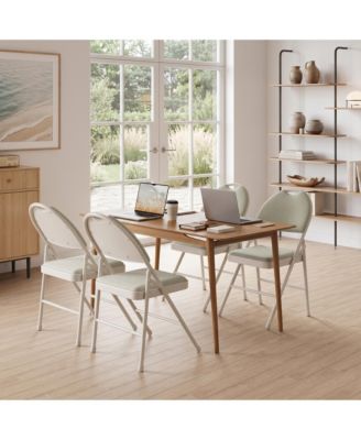 4 Piece Cushioned Folding Chairs with Ergonomic Wide Back, Reinforced Metal Frame and Nesting Stackable Design - Portable Seating for Events