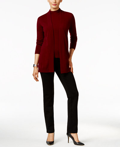 Charter Club Cashmere Open-Front Cardigan, Shell & Slim-Leg Pants, Only at Macy's