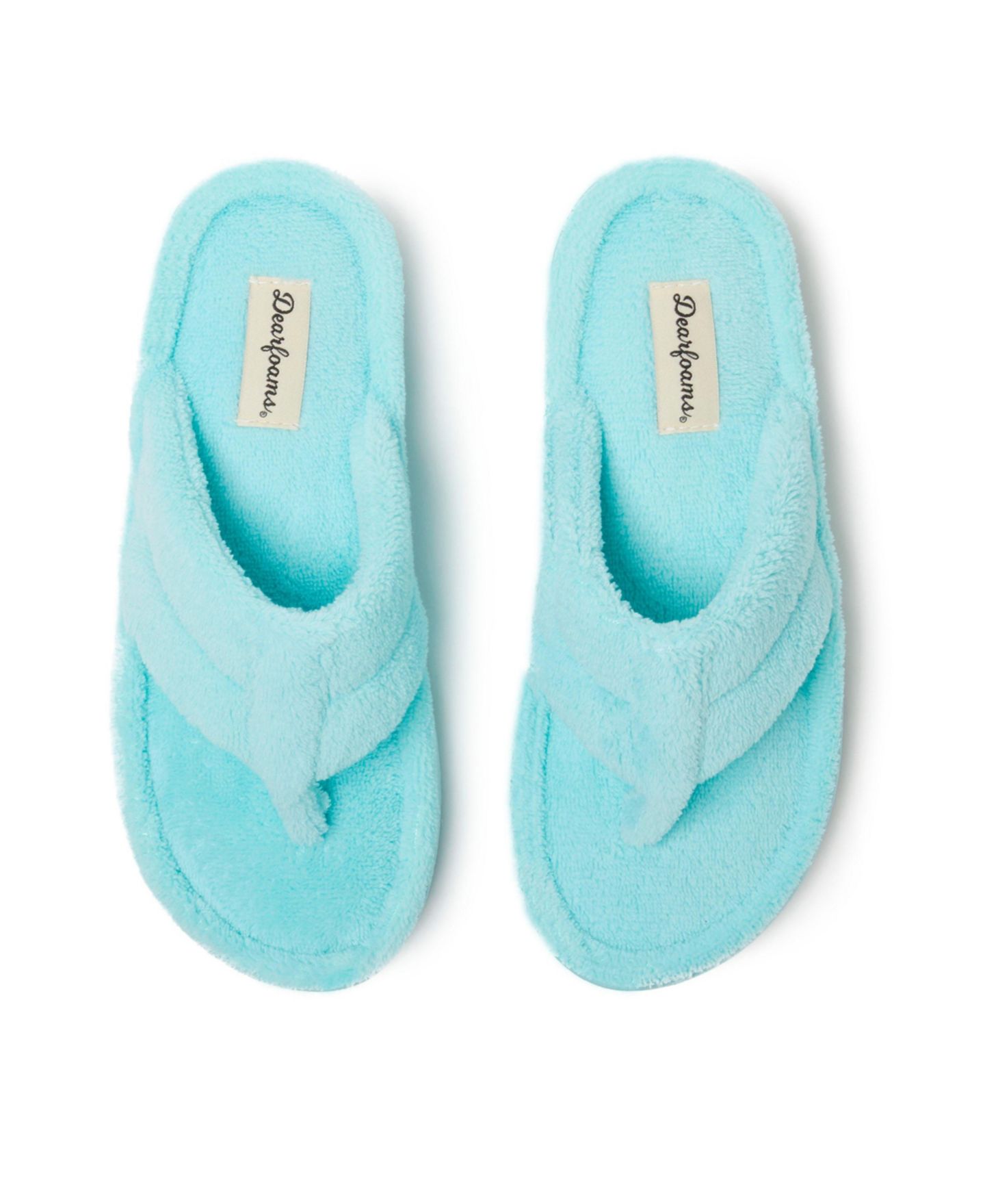 Женские тапочки Dearfoams Wrenley Terry Thong Flip Flop House Slipper, цвет: Синий — фото 5