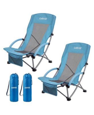 2 Pack Lightweight High Back Beach Chair, Folding Portable Camping Chairs for Camping, Beach, Travel