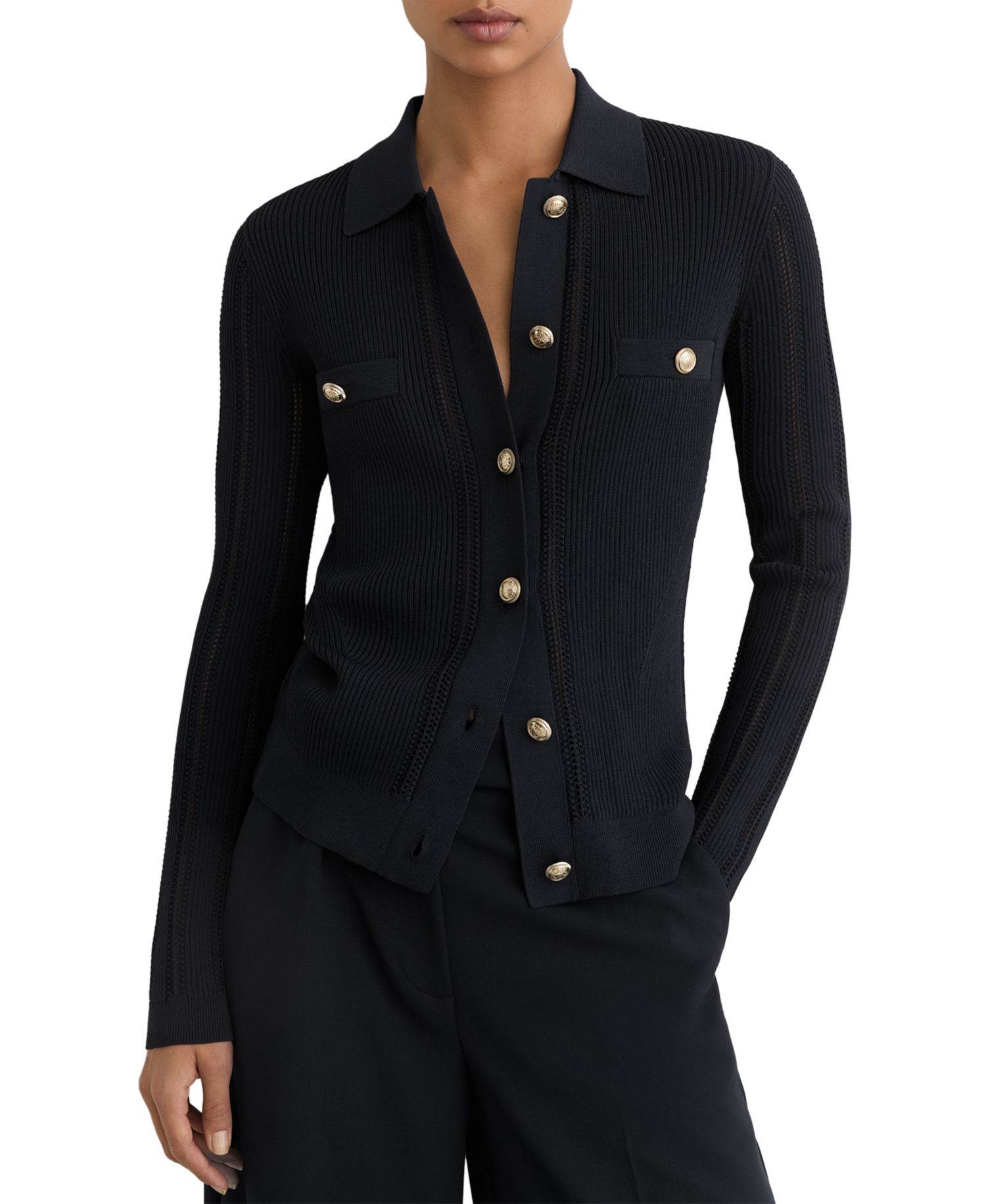 Women's Harri Button-Through Knitted Top with Collar