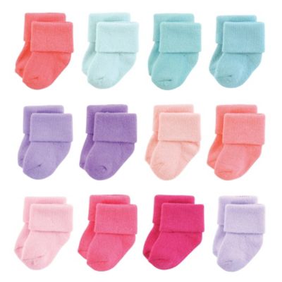Infant Girls Cotton Rich Newborn and Terry Socks 12-Pack