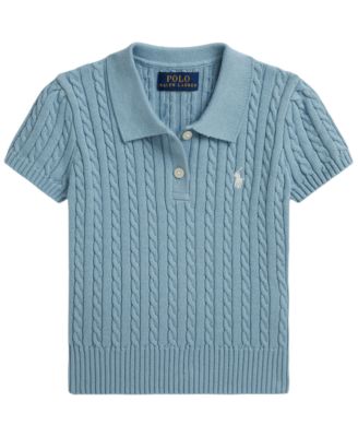 Girls' 2T-6X Mini-Cable Polo Sweater