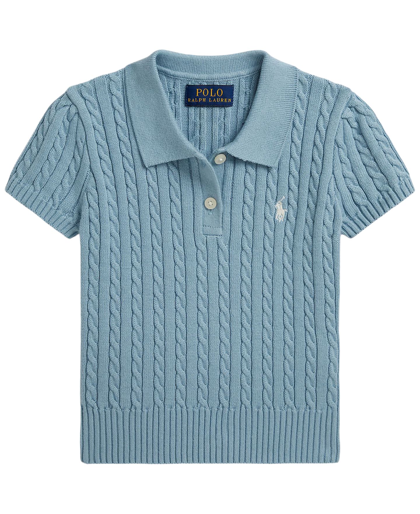 Свитер Polo Ralph Lauren Mini-Cable Polo Sweater для девочек, цвет: Синий — фото 1