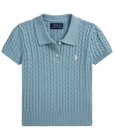 Свитер Polo Ralph Lauren Mini-Cable Polo Sweater для девочек, цвет: Синий