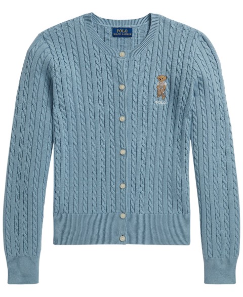 Детские Polo Ralph Lauren Girls' 7-16 Polo Bear Mini-Cable Cardigan Sweater