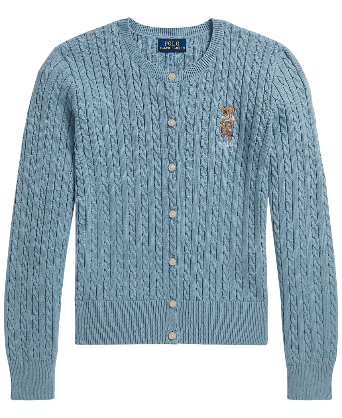 Детские Polo Ralph Lauren Girls' 7-16 Polo Bear Mini-Cable Cardigan Sweater — фото 1