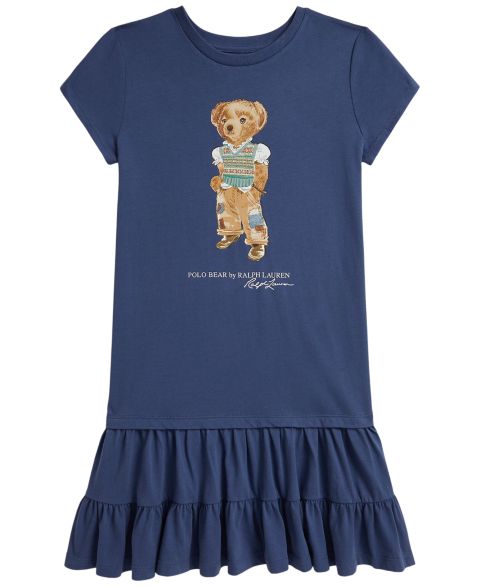 Платье Polo Ralph Lauren Polo Bear Short-Sleeve Jersey для девочек, цвет: Королевский синий