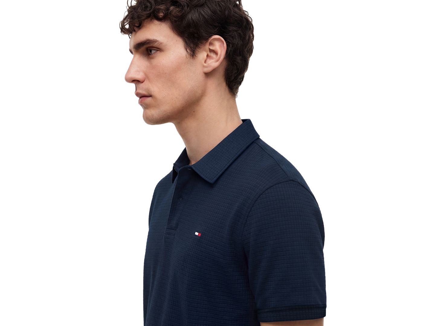 Мужское поло Tommy Hilfiger Performance Texture Regular-Fit Polo Shirt, цвет: Карбоновый тёмно-синий — фото 3
