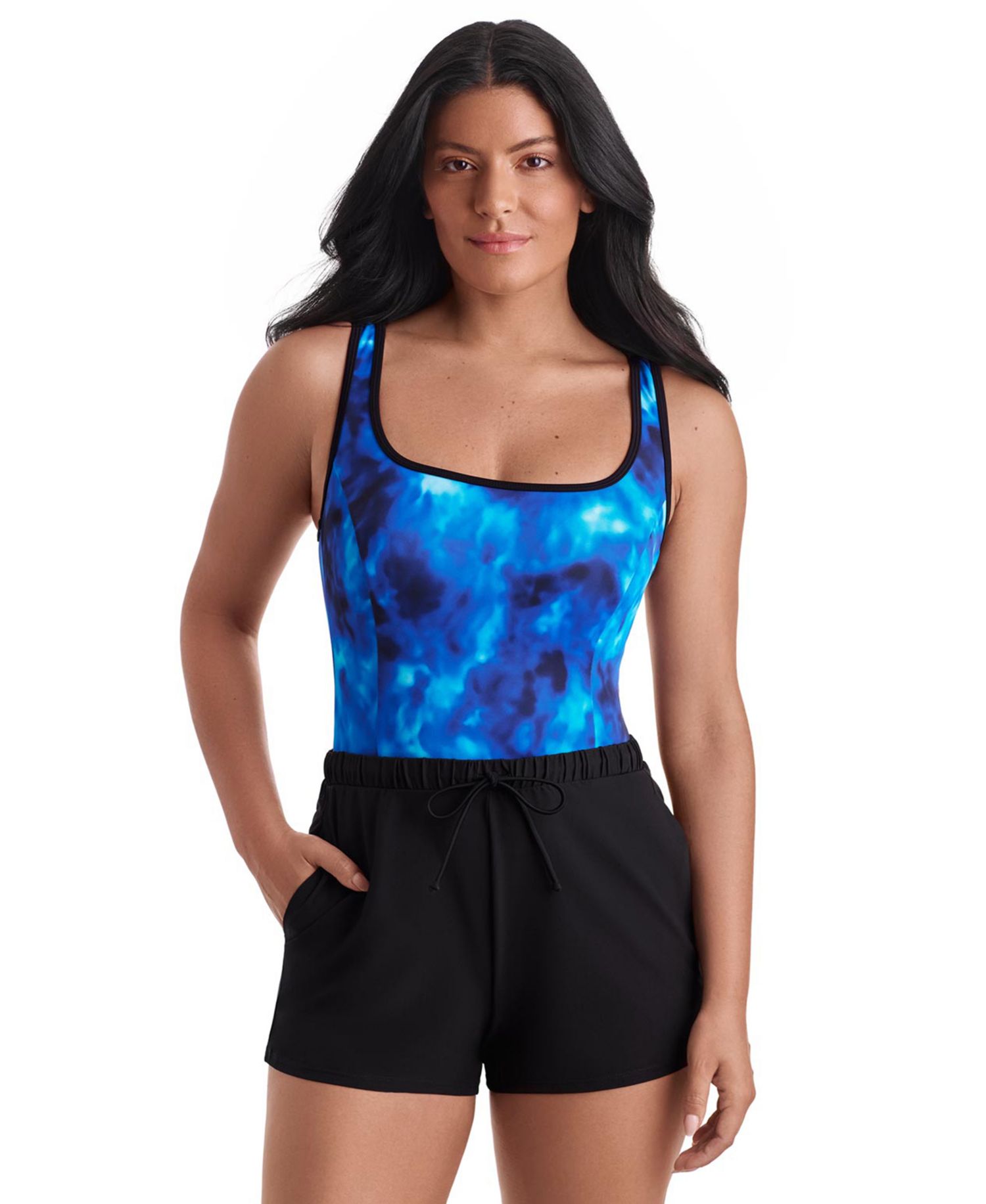 Women's Sport Binded Scoop Neck Runaround One-Piece Swimsuit