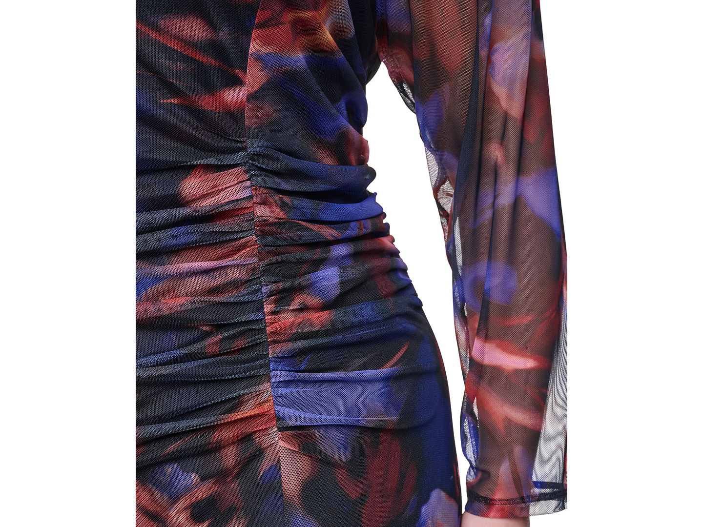Женское платье Vince Camuto Plus Size Printed Side Ruched Mesh Midi, цвет: Bbr — фото 4