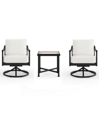 Agio Wellington 3-Piece Outdoor Swivel Rockers and Side Table Set