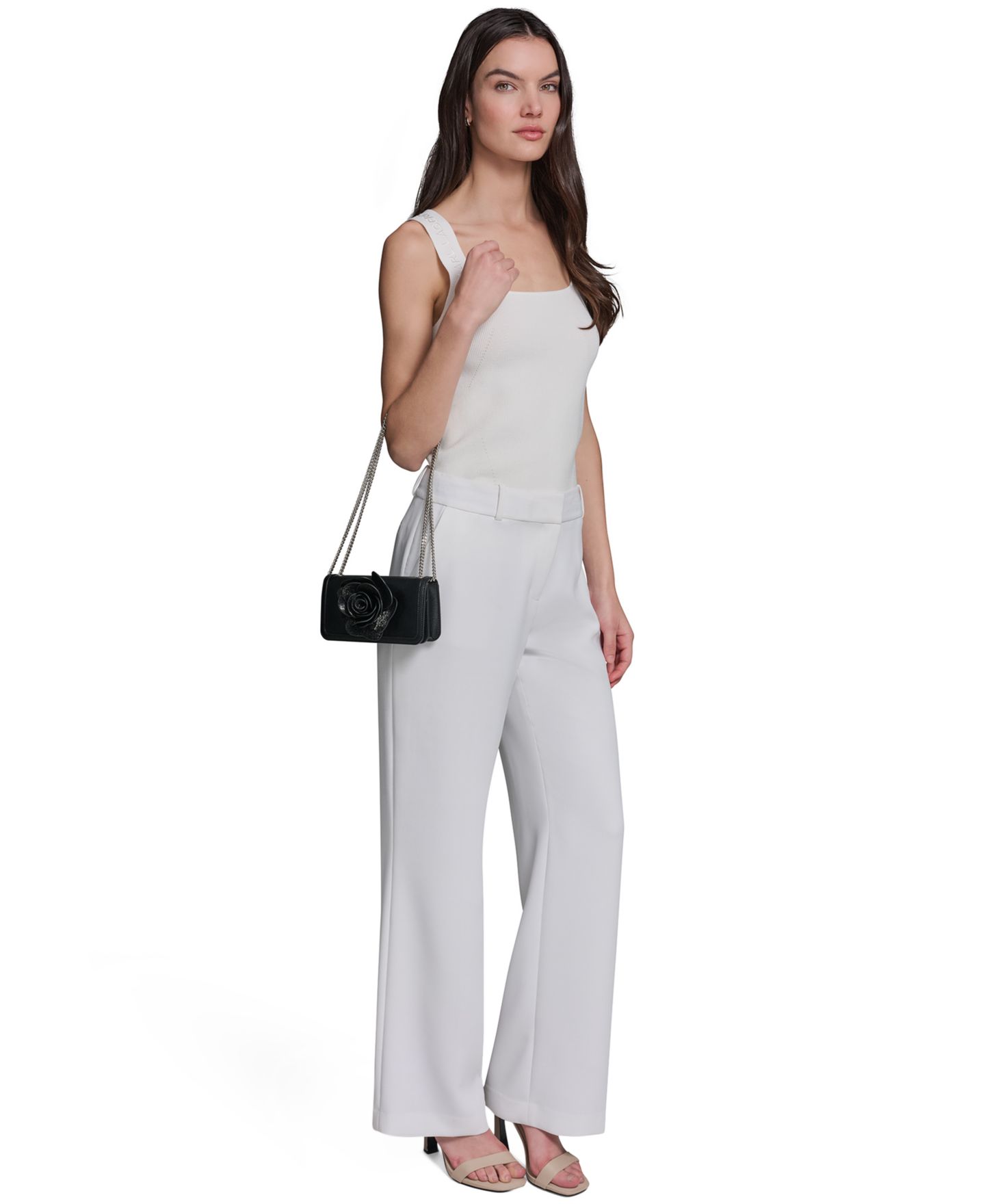 Женская сумка KARL LAGERFELD PARIS Kosette Mini Shoulder Handbag, цвет: Чёрный / Серебряный — фото 6