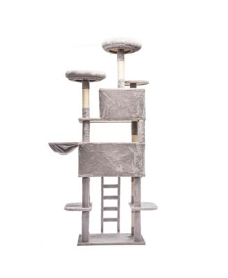 70.87inch Cat Tree Private Condos,3 Perches And Hanging Hammock, Short Plushand No Sharp Edges,Sisal Scratching Areas