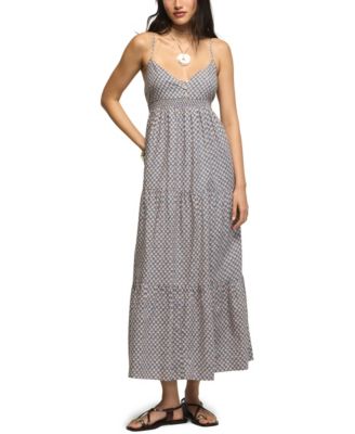 Women's Printed Ruched Waist Midi Dress