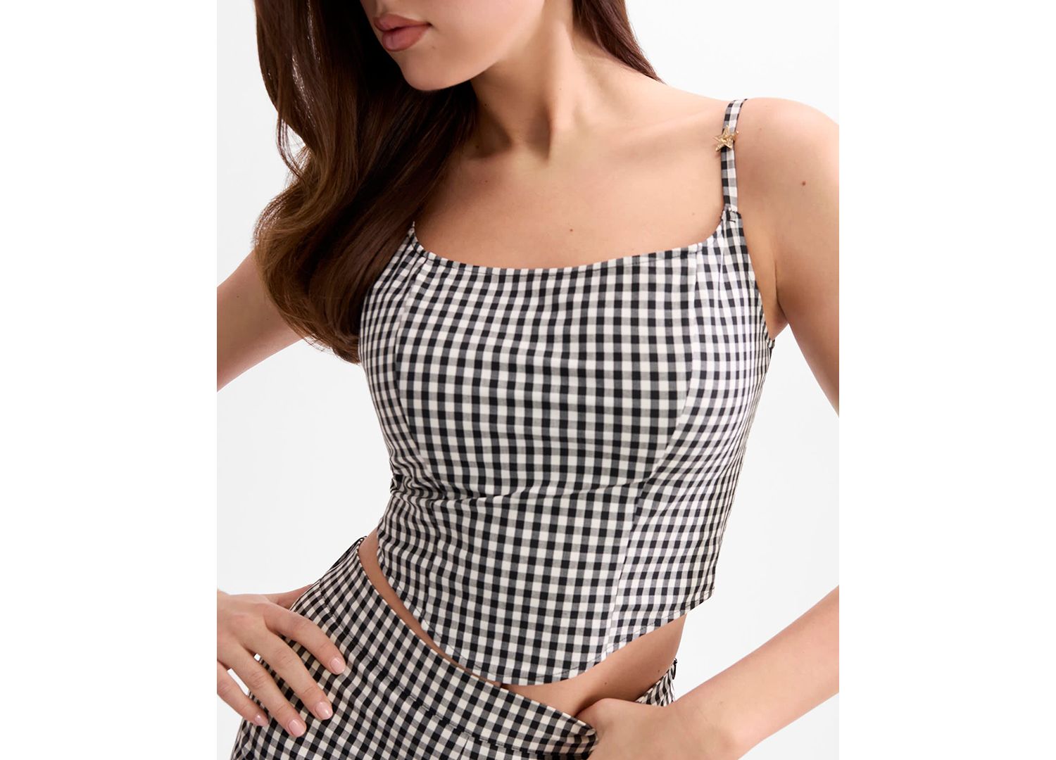 Women's Marilyn Sleeveless Bustier Vichy Top