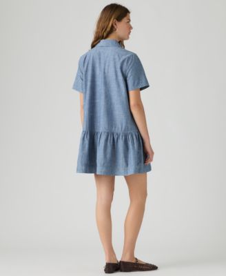 levi t shirt dress Louisa Short Sleeve Denim Dress - White