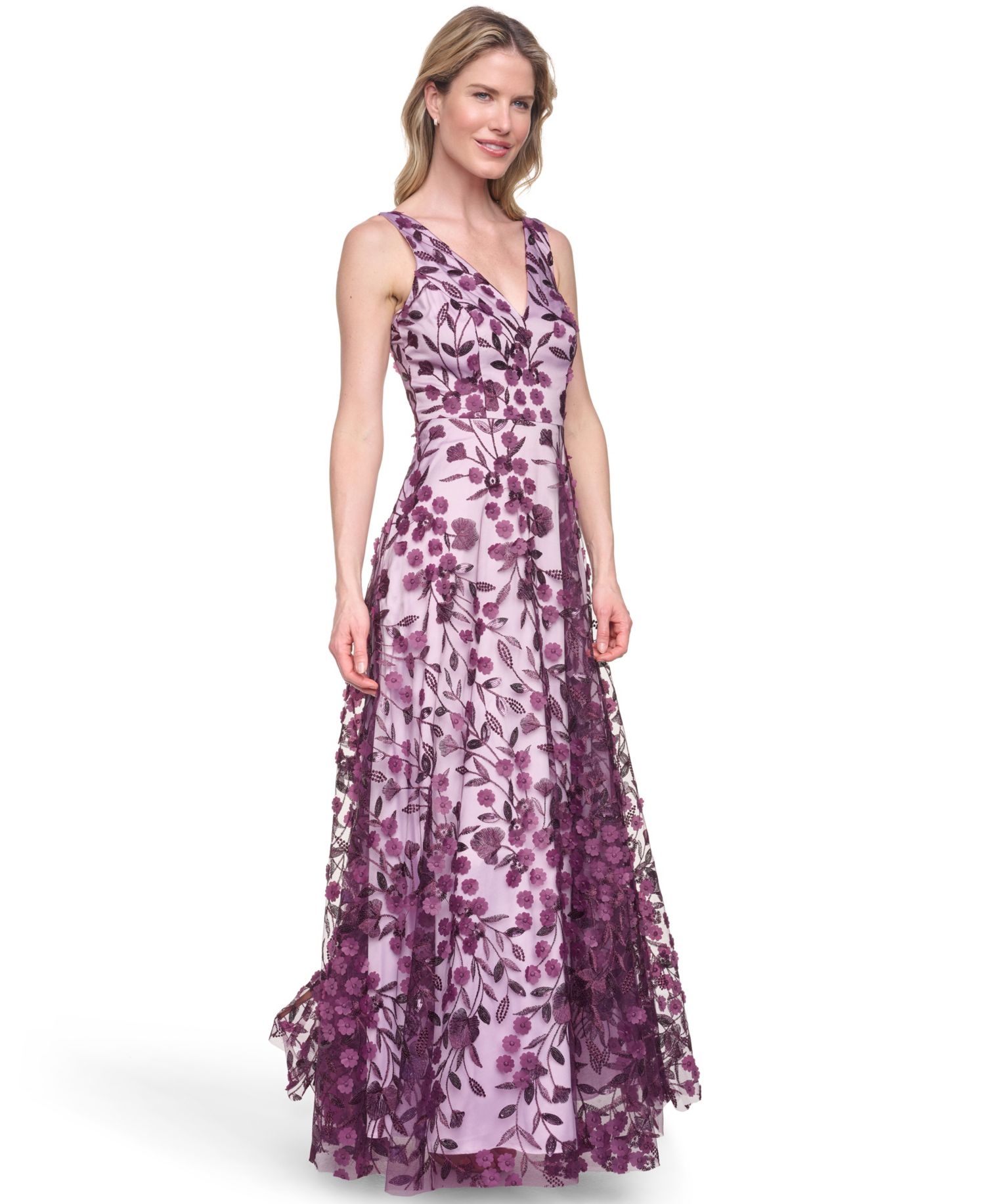 Women's Sleeveless V-Neck Ball Gown