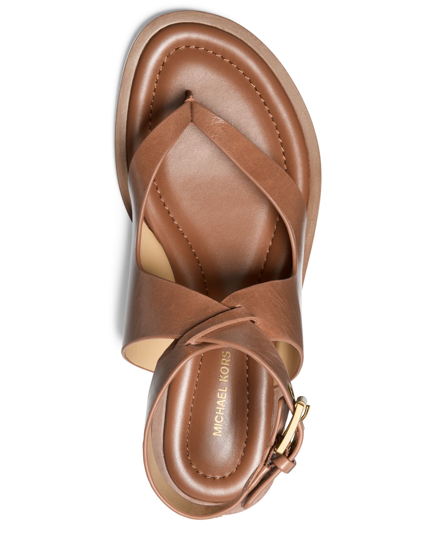 Женские сандалии Michael Kors Irene Flat Thong, цвет: Светло-коричневый кожаный — фото 3