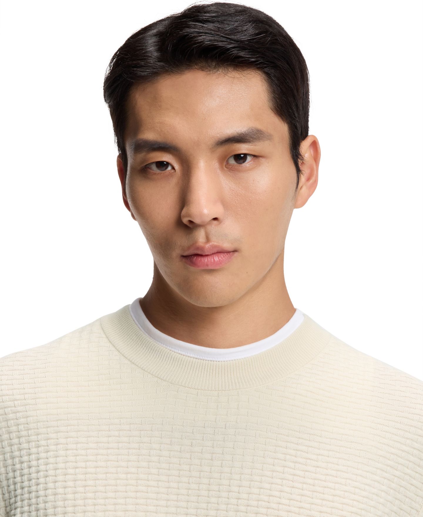 Мужской свитер Hugo Boss Knitted Structure Cotton, цвет: Белый — фото 5