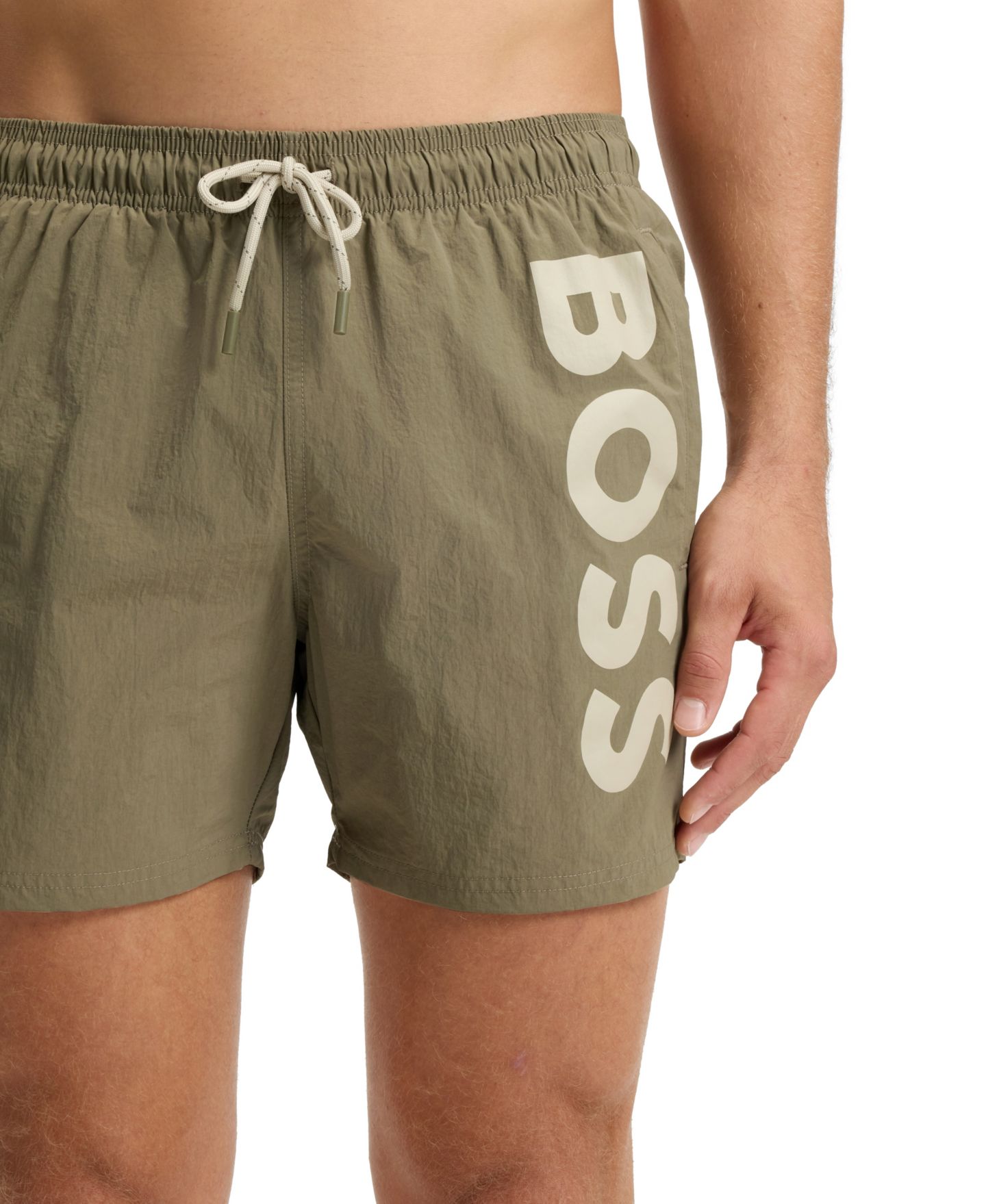 Пляжные шорты Vertical для мужчин, с логотипом — Hugo Boss, цвет: Коричневый — фото 4