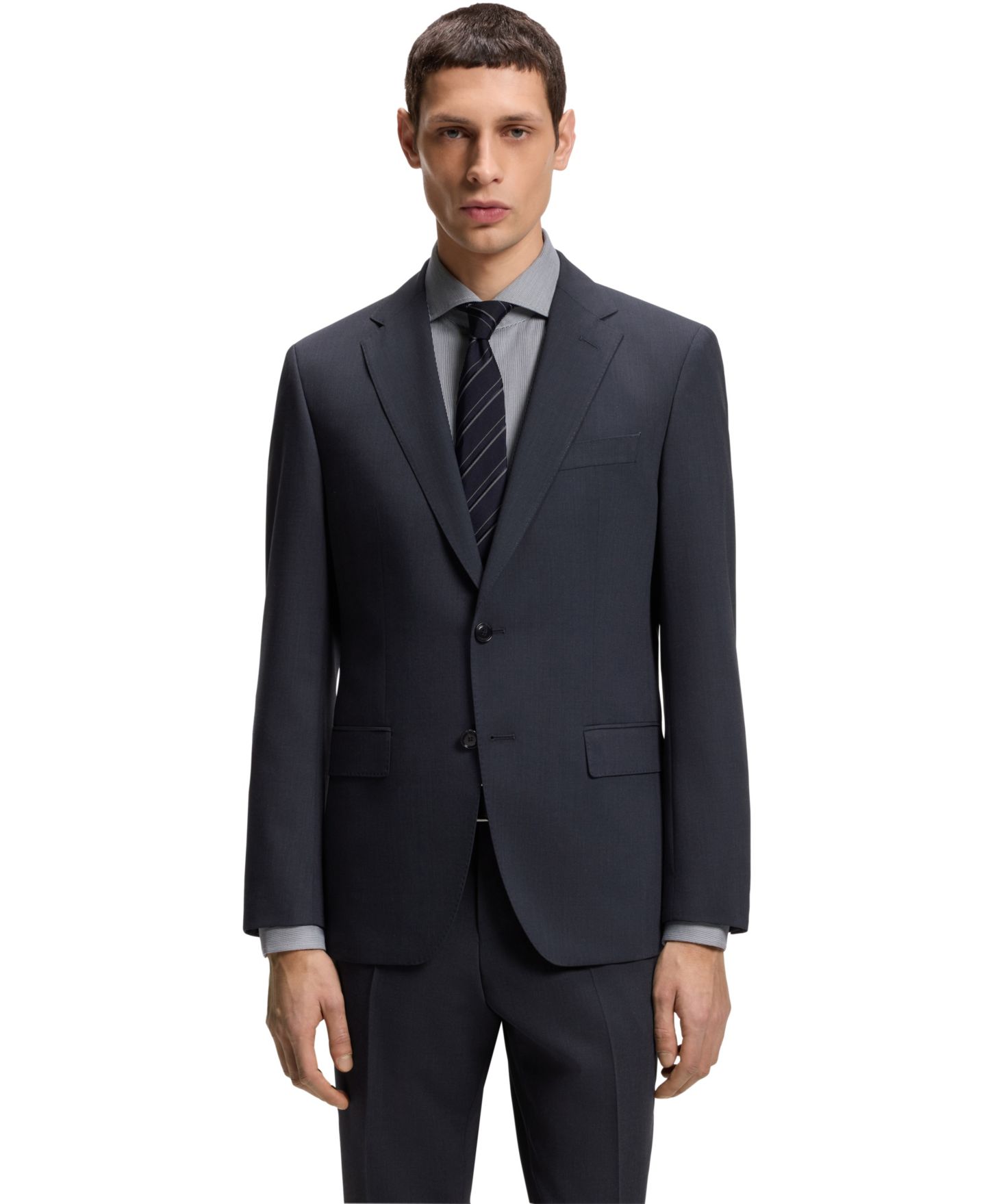 Мужской пиджак Hugo Boss Washable Stretch Fabric Slim-Fit Blazer, цвет: Синий — фото 1