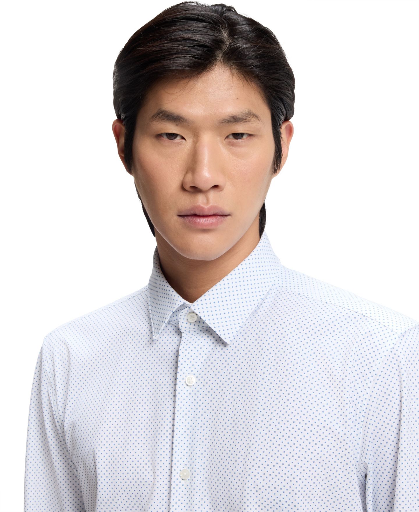 Мужская рубашка Hugo Boss Printed Performance-Stretch Slim-Fit Dress Shirt, цвет: Белый — фото 5