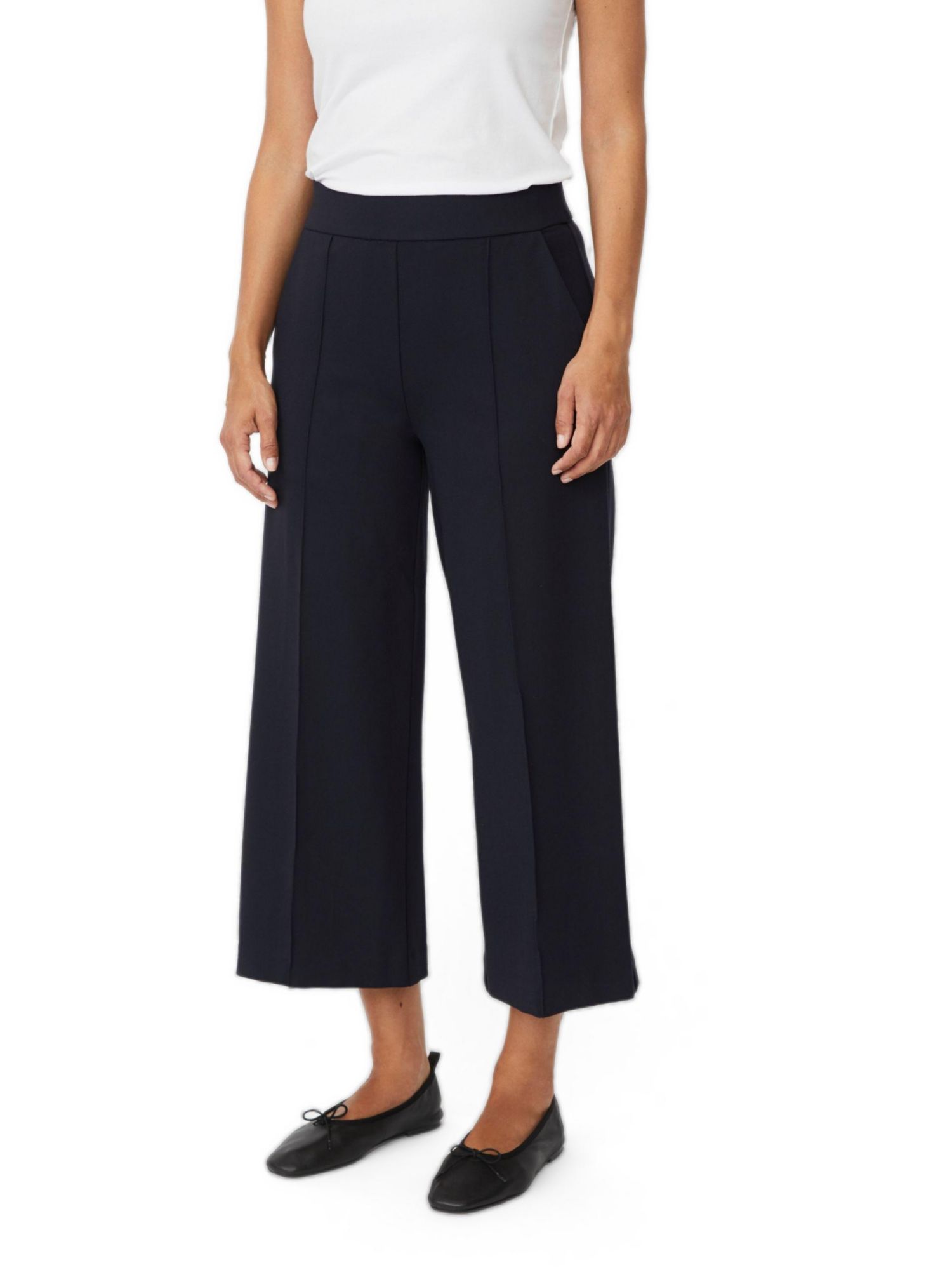 Women's Mid-Rise Cropped Wide-Leg Trousers
