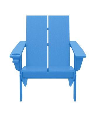 Outdoor HDPE Modern Adirondack Chair with Cup Holder